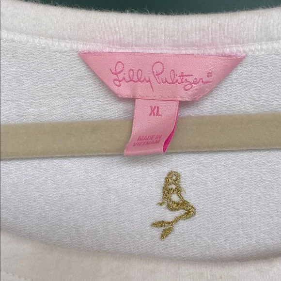 Lilly Pulitzer white Sweatshirt with Gold mermaid Embroidered Motifs - Picture 3 of 7